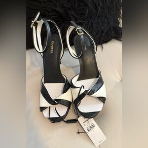 Express Two-Tone - Open Toed Black and White Heels - Size 9 - NWT - Never Worn